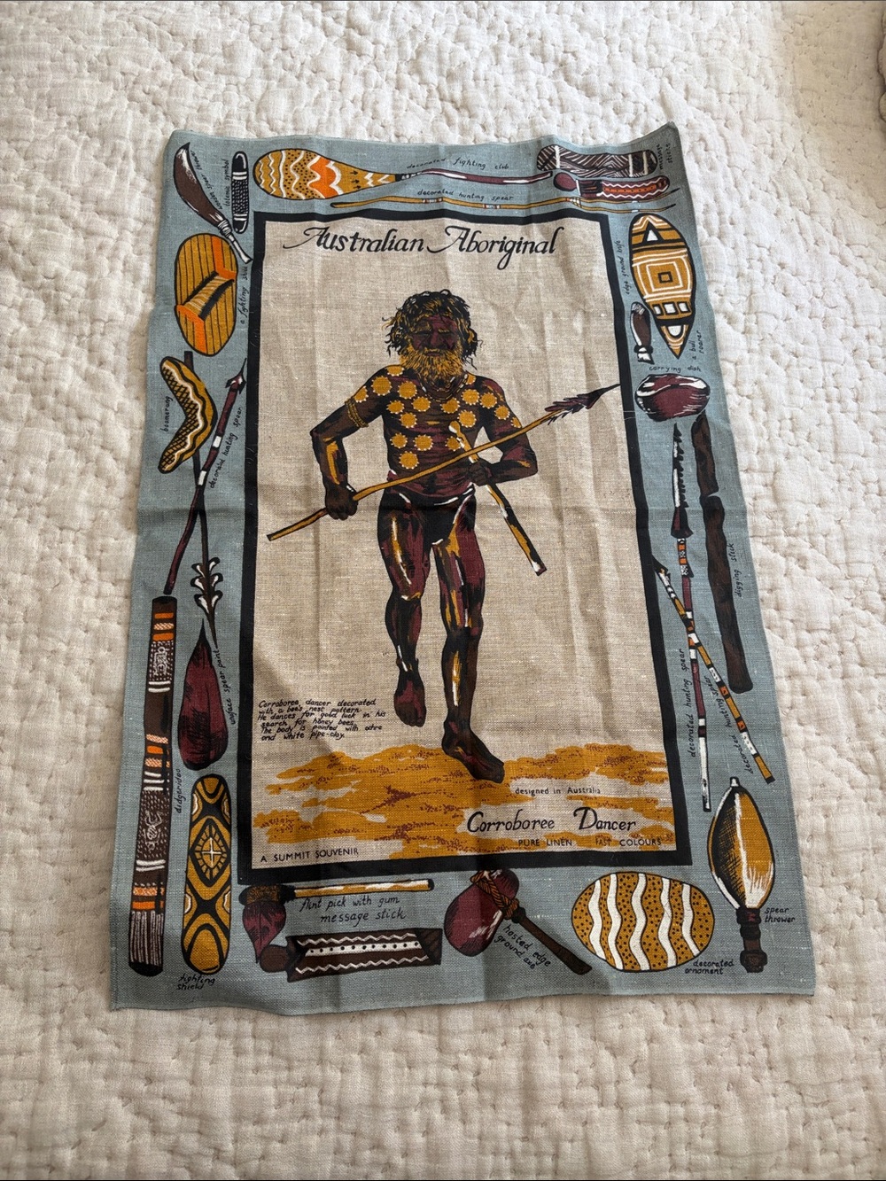 Linen Australian Art souvenir tea towel